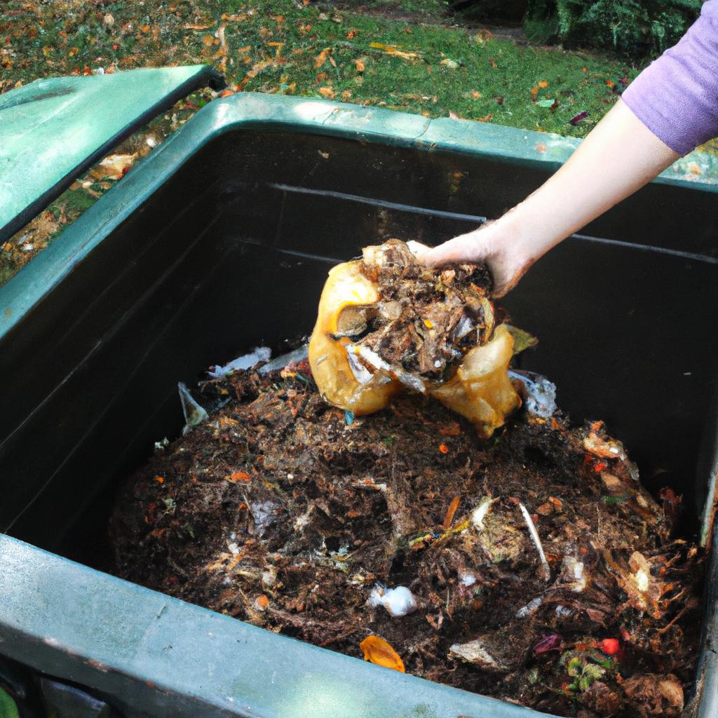Person composting organic waste