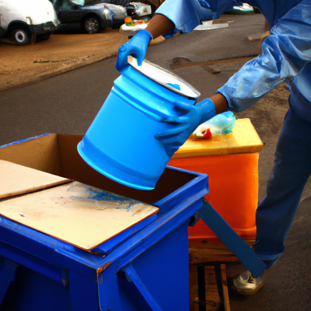 Person handling hazardous waste safely