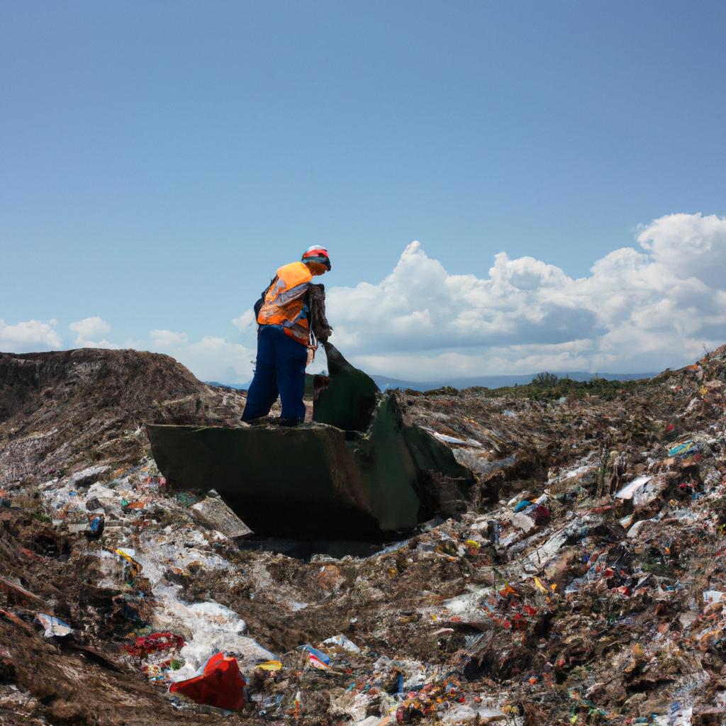 Person working on landfill restoration