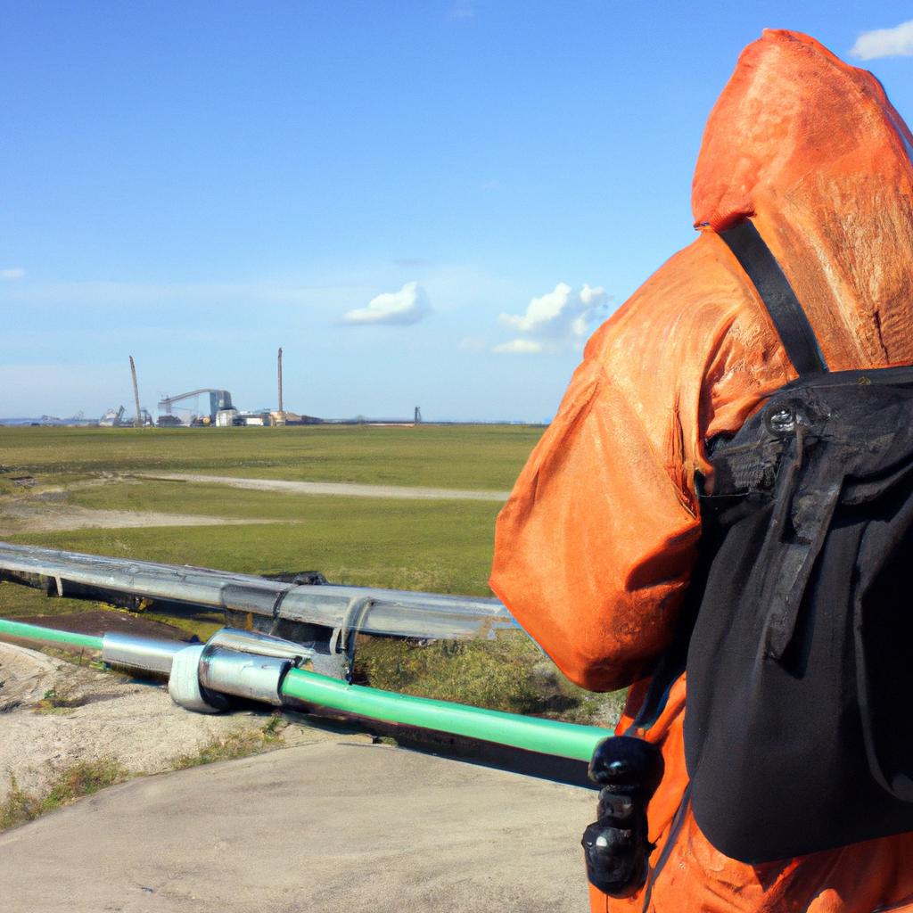 Person monitoring landfill gas emissions
