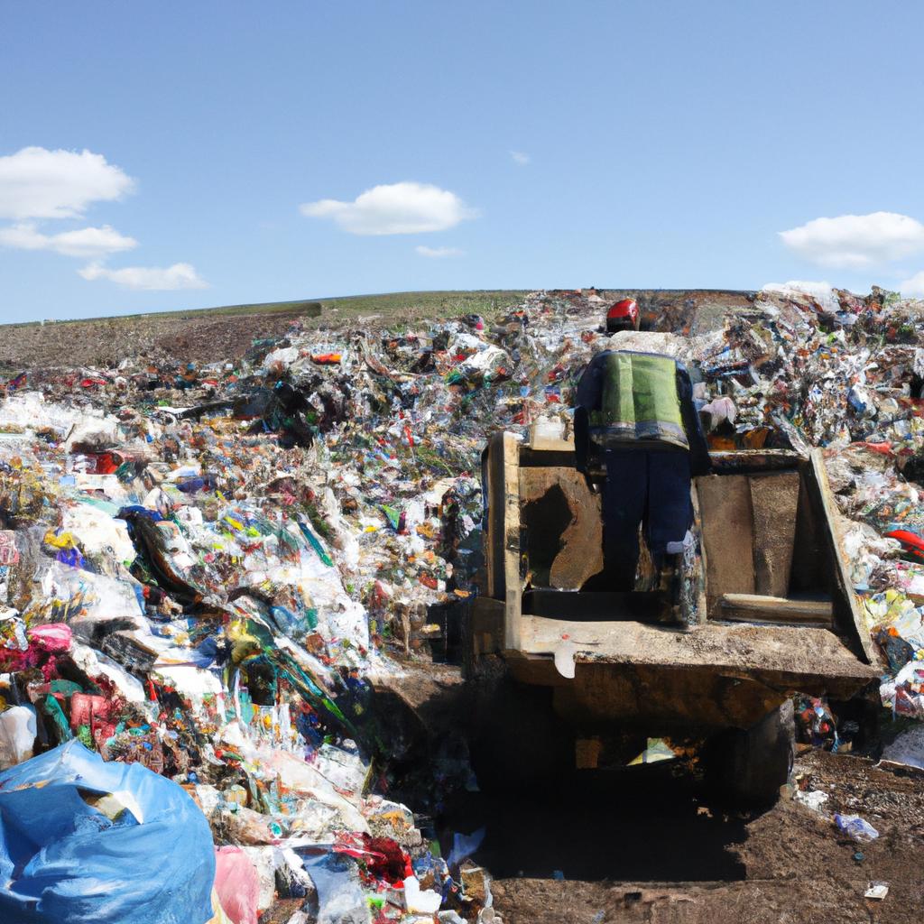Person working at landfill site