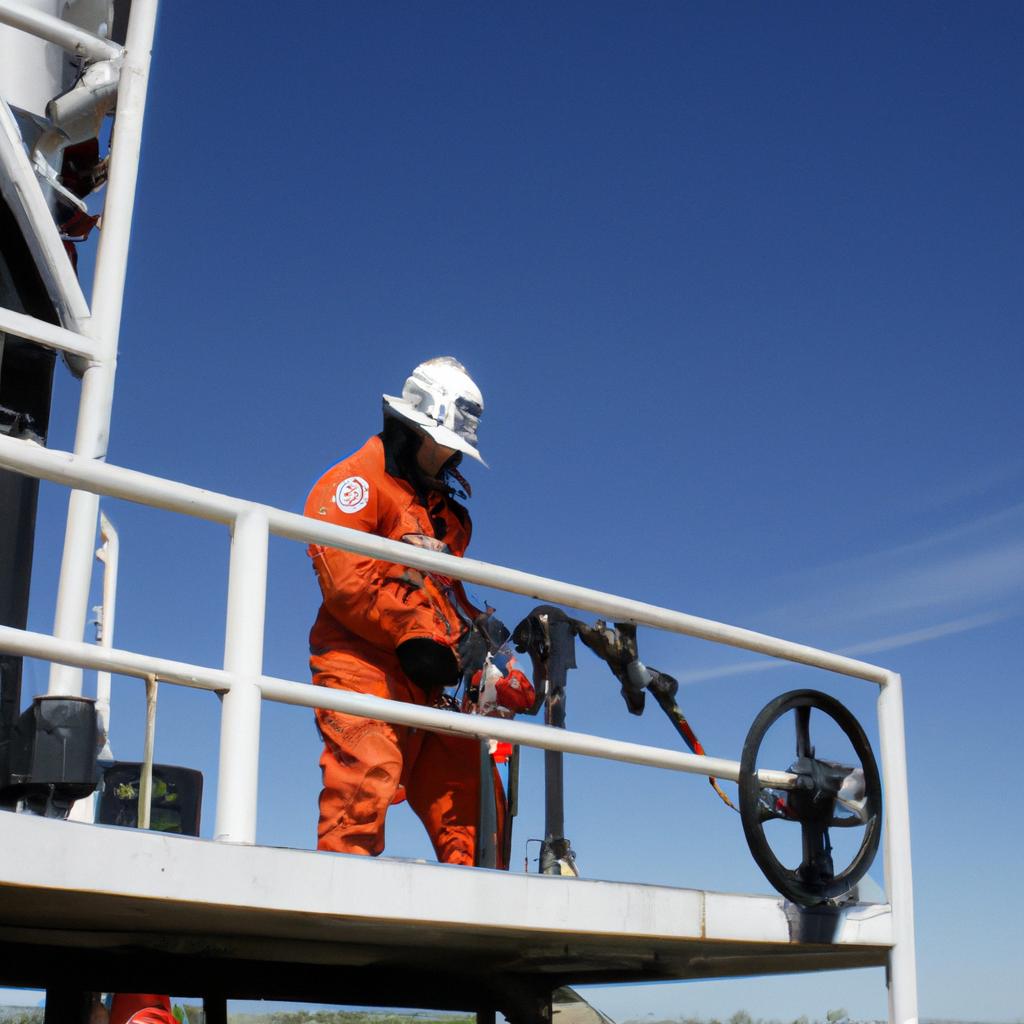 Person operating methane capture equipment