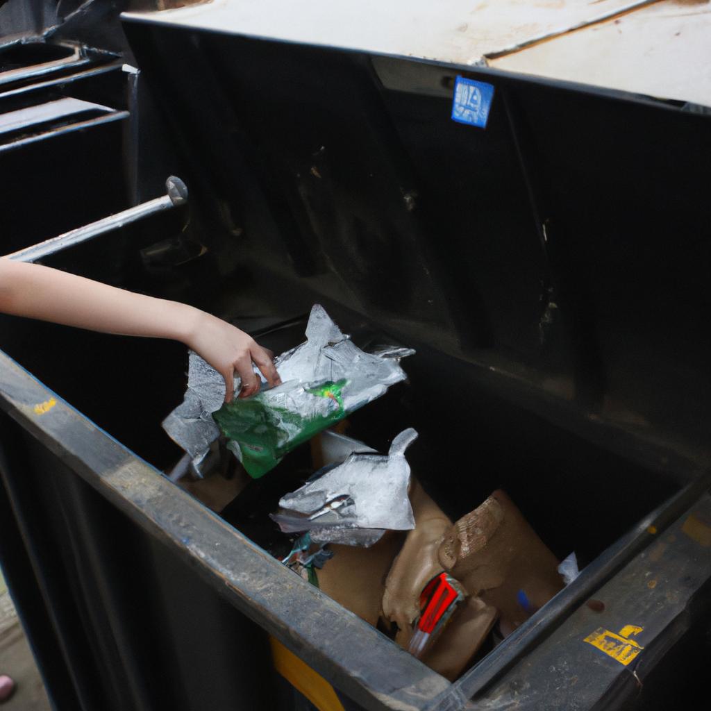 Person recycling and sorting waste