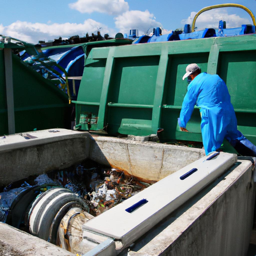 Person operating waste treatment equipment